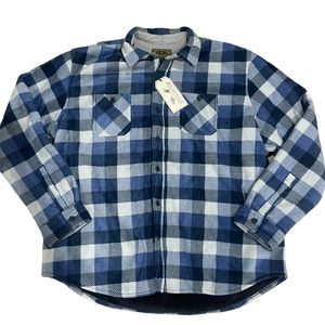 Men's Blue and White Plaid Shirt Jacket